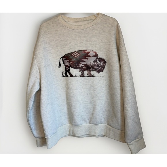 Other - Oversized Grannycore Wild Buffalo Country Western Cowgirl Crew Sweatshirt XXL